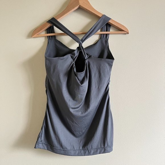Mountain Hardware Tank Top Built in Bra Top Twist Back Detail Gray Womens Size S - Picture 3 of 3